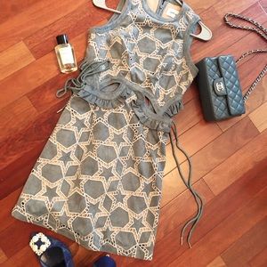 self protrait chamois leather star dress